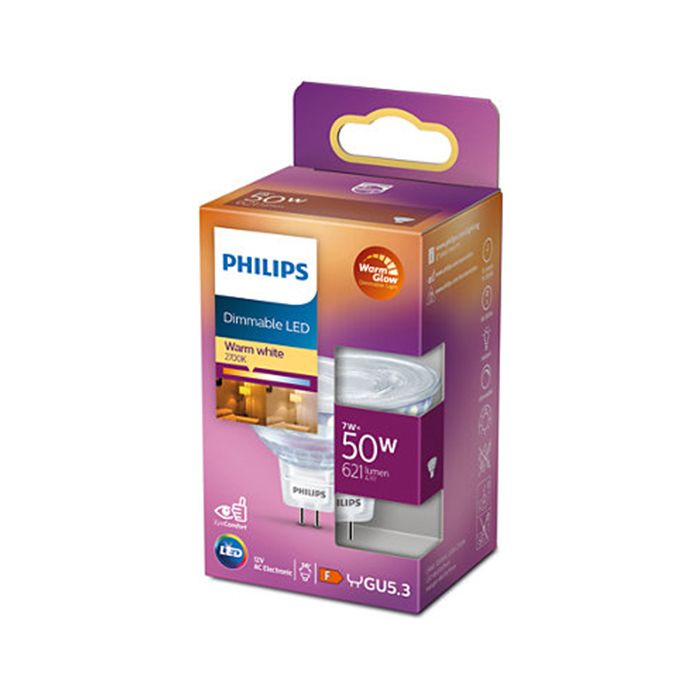 Philips 7W Warm Glow Dimmable MR16 Spot 2700K packaged