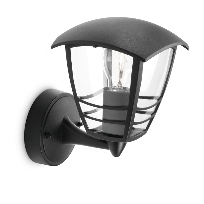 Philips Creek Outdoor Wall Lantern Black Up Light E27 IP44