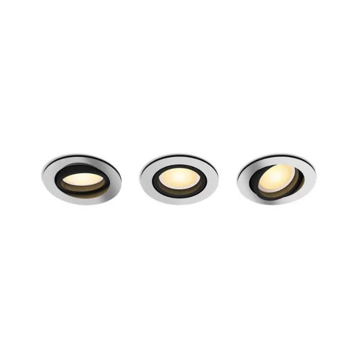 Philips Hue Milliskin Adjustable Downlight | Warm to Cool Bluetooth |Smart 400lm 40D Silver - Pack of 3