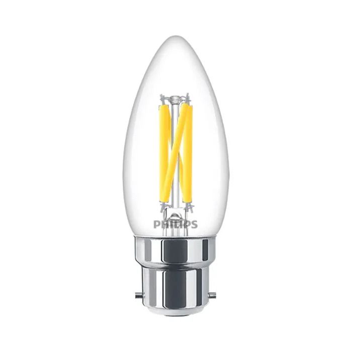 Philips Master DimTone B22 B35 Candle LED Bulb 3.4W Clear Warm Glow - 40W Replacement