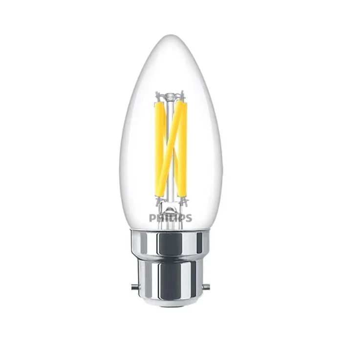 Philips Master DimTone B22 B35 Candle LED Bulb 3.4W Clear Warm Glow - 40W Replacement