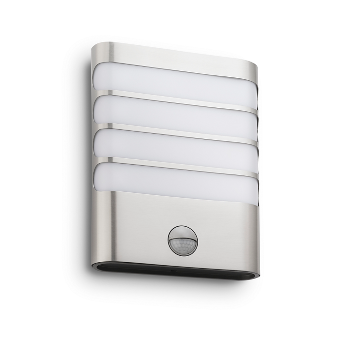 Philips Raccoon  Stainless Stell Outdoor Wall Lantern with PIR