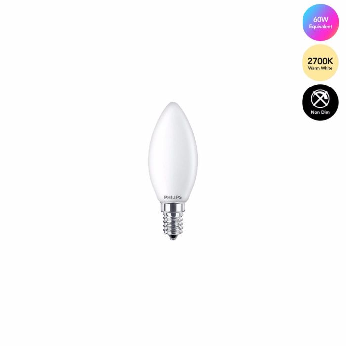 Philips Signify Classic LED Candle 6.5W - 60W B35 E14 827 (80CRI) Non Dim