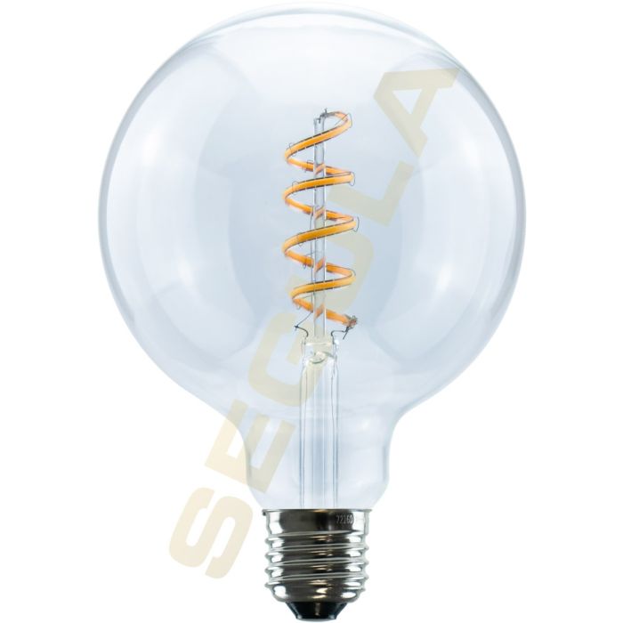 Segula LED 50305 8w Globe 125 Curved Clear E27 400lm 2000K-2800K Dimmable