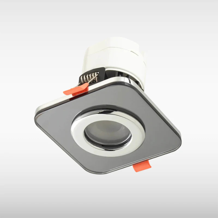 Sensio Cube LED Downlight, TrioTone (CCT), IP65, Dual Power, Smoked Glass