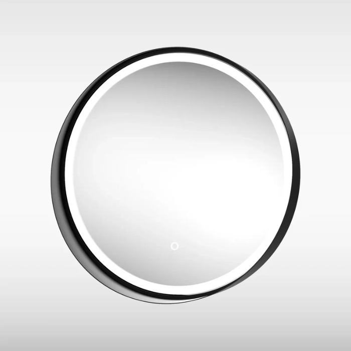 Sensio Dawn Round LED Mirror with Shelf, Cool White, Ø600x110mm, Matt Black