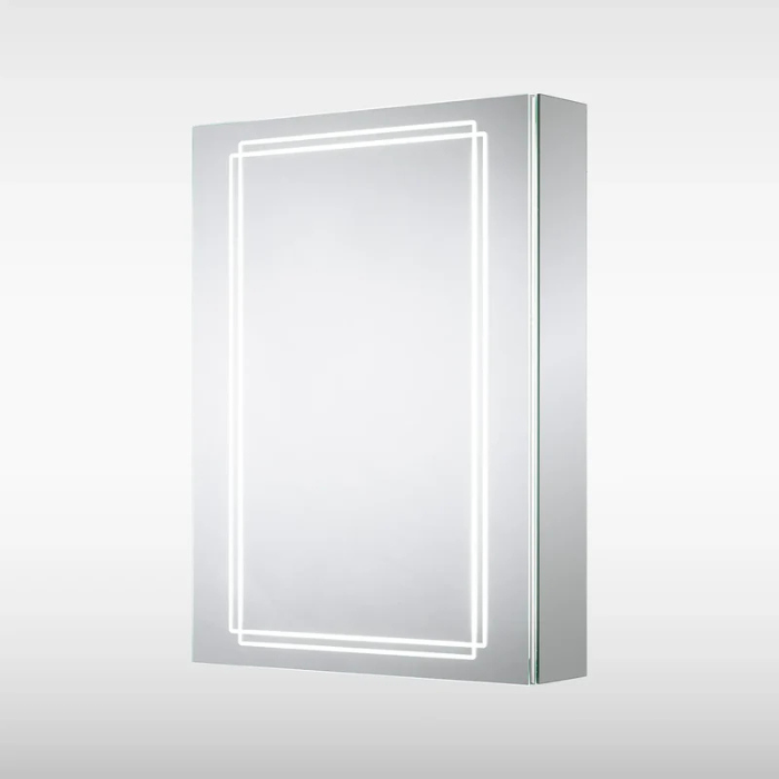 Sensio Harlow LED Mirror Cabinet, Single Door, Diffused, 700x500x132mm, Cool White
