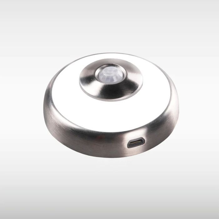Sensio Magnum Rechargeable Round Light for Wardrobes and Cabinets (Stainless Steel)