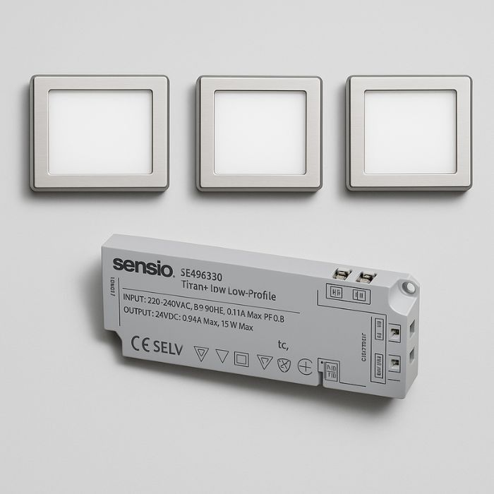 Sensio Plaza Square Under Cabinet Light - 3 Light Kit Inc Driver - Natural White