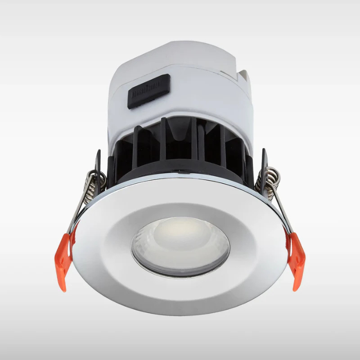 Sensio TrioTone LED Shower Downlight, IP65, Fire Rated, Acoustic Rated, White/Chrome/Steel