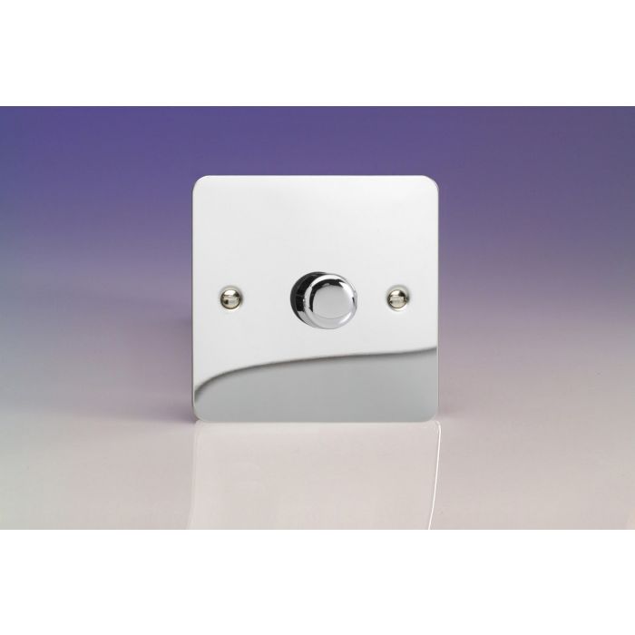 Varilight Polished Chrome 1-Gang 2-Way Push-On/Off Rotary LED Dimmer 1 x 0-120W (1-10 LEDs) Screws