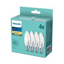 4 Pack Philips LED 5.5w Frosted Candle SES/E14