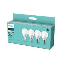 4 Pack Philips LED 5.5w Frosted Golfball SES