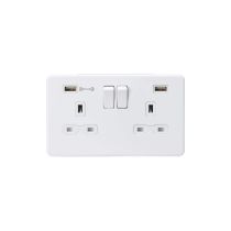 MLA 13A 2G DP Switched Socket with Dual USB Charger (Type-A FASTCHARGE port) - Matt White
