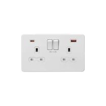 MLA 13A 2G DP Switched Socket with Dual USB FASTCHARGE ports (A + C) - Matt White