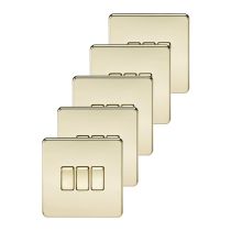 MLA 5 pack - Screwless 10AX 3G 2-Way Switch - Polished Brass