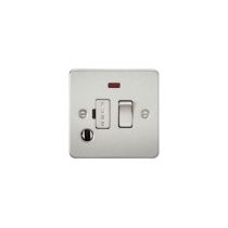 MLA Flat Plate 13A switched fused spur unit with neon and flex outlet - brushed chrome