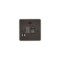 MLA Flat Plate 13A switched fused spur unit with neon and flex outlet - gunmetal