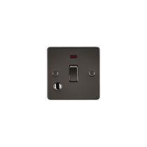 MLA Flat Plate 20A 1G DP switch with neon & flex outlet - gunmetal