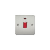 MLA Flat Plate 45A 1G DP switch with neon - brushed chrome