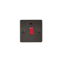 MLA Flat Plate 45A 1G DP switch with neon - gunmetal