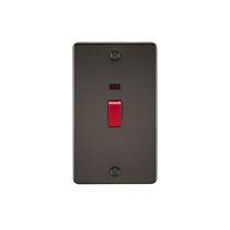 MLA Flat Plate 45A 2G DP switch with neon - gunmetal