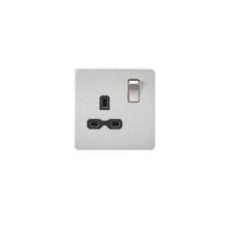 MLA Screwless 13A 1G DP switched Socket - Brushed Chrome with black insert