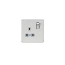 MLA Screwless 13A 1G DP switched Socket - Brushed Chrome with grey Insert
