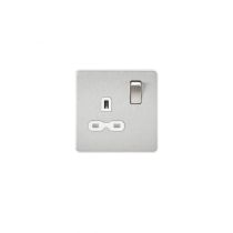 MLA Screwless 13A 1G DP switched Socket - Brushed Chrome with white Insert