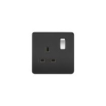 MLA Screwless 13A 1G DP switched socket - matt black with black insert and chrome rockers