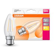 Osram LED Star Classic 2.5W Filament Candle BC/B22 Warm White