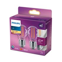 Philips 4.3W LED Filament Golf Ball P45 Light Bulbs 2700K (2 Pack)