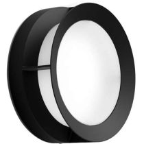Philips Actea 12W LED Round Outdoor IP44 Wall Light Black - Warm White