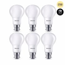Philips LED B22 Bayonet Cap Light Bulbs, Frosted, 8 W 60 W - Warm White, Pack