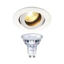 Saxby Adjustable White Downlight and Dimmable Philips LED GU10 Bundle