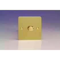 Varilight Brushed Brass 1-Gang 2-Way Push-On/Off Rotary LED Dimmer 1 x 0-120W (1-10 LEDs) Screws