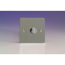 Varilight Brushed Steel 1-Gang 2-Way Push-On/Off Rotary LED Dimmer 1 x 0-120W (1-10 LEDs) Screws