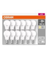 OSRAM LED BASE CLASSIC A B22d 8.5W 60W 2700k 12 Pack