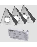 sensio-led-bermuda-triotone-triangle-colour-selectable-under-cabinet-3-light-kit-inc-driver-cool-natural-warm-white