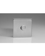 Varilight Brushed Steel 1-Gang 2-Way Push-On/Off Rotary LED Dimmer 1 x 0-120W (1-10 LEDs)