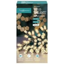 100 LED Warm White Battery Operated Multi-Action Fairy Lights on Green Cable, 10.2m