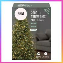 2000 LED Warm White Christmas Tree Lights with Timer, 55m