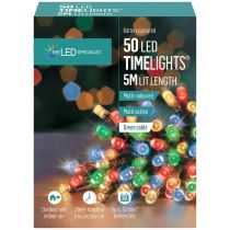 50 LED Multi-Colour Battery Operated Multi-Action Fairy Lights on Green Cable, 5.2m
