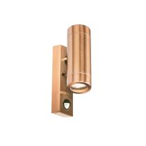 BELL Luna GU10 Up/Down PIR Wall Light - IP54, Copper (lamp not included)