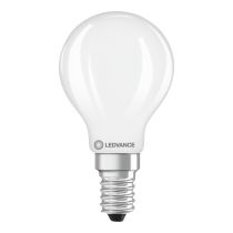 Front view of LEDVANCE 5.9W 2700K dimmable LED mini golf ball lamp (frosted) with E14 base for decorative indoor lighting - image 1