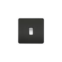 MLA Screwless 10AX 1G Intermediate Switch - Matt Black with Chrome Rocker