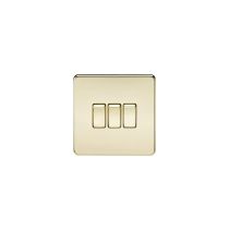 MLA Screwless 10AX 3G 2-Way Switch - Polished Brass