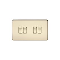 MLA Screwless 10AX 4G 2-Way Switch - Polished Brass