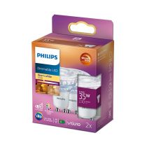 Philips 2.6W LED WarmGlow GU10 Bulbs 36D (2 Pack)