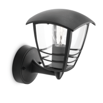 Philips Creek Outdoor Wall Lantern Black Up Light E27 IP44